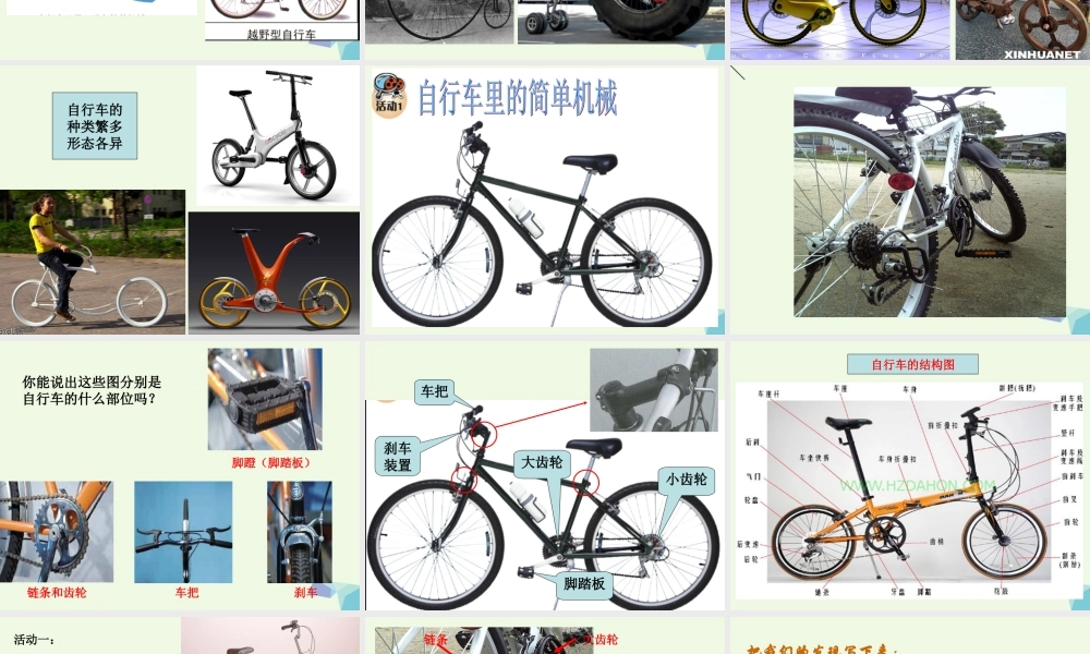 六年级科学上册 1.8 自行车上的简单机械课件1 教科版-教科版小学六年级上册自然科学课件