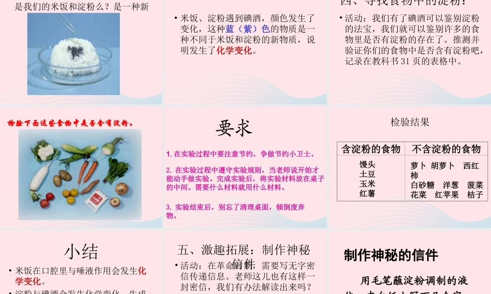 六年级科学下册 第二单元 物质的变化 3 米饭淀粉和碘酒的变化课件4 教科版-教科版小学六年级下册自然科学课件