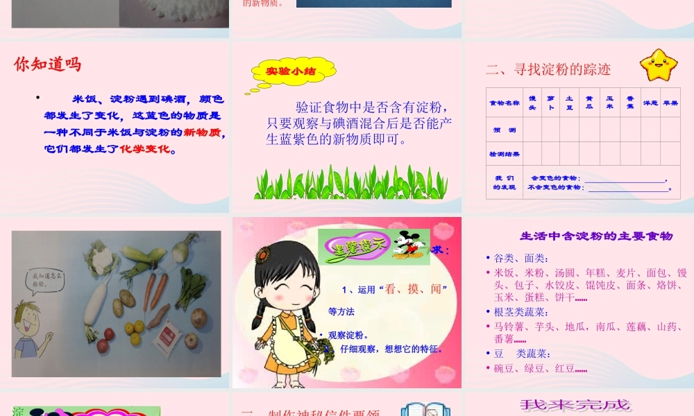 六年级科学下册 第二单元 物质的变化 3《米饭 淀粉和碘酒的变化》课件2 教科版-教科版小学六年级下册自然科学课件