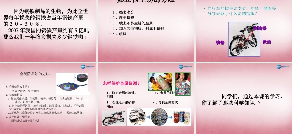 六年级科学上册 第2单元 7 铁生锈课件1 青岛版