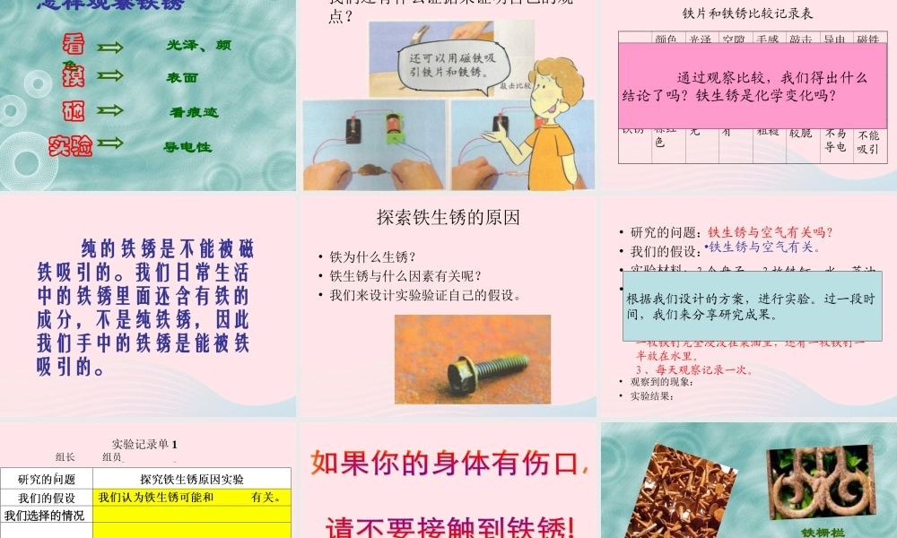 六年级科学下册 第二单元 物质的变化 5 铁生锈了课件2 教科版-教科版小学六年级下册自然科学课件