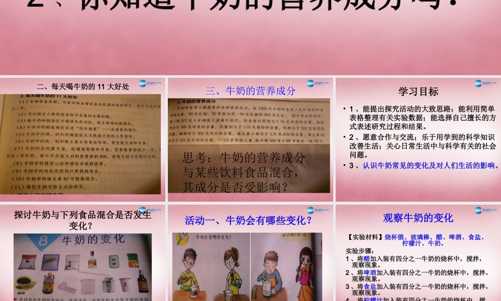 六年级科学上册 第2单元 8 牛奶的变化课件1 青岛版