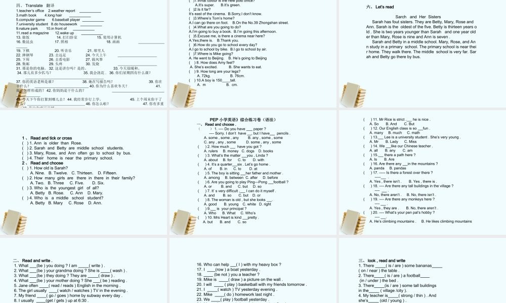 六年级英语下册《期末复习 句子 1》课件 人教版PEP