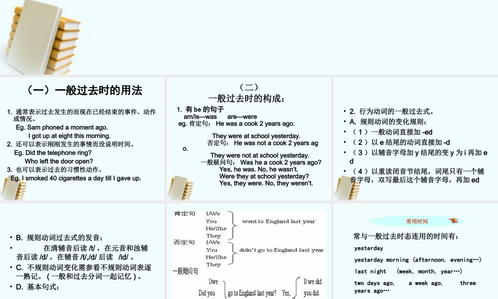 六年级英语下册《一般过去时态专题 1》课件 人教版PEP