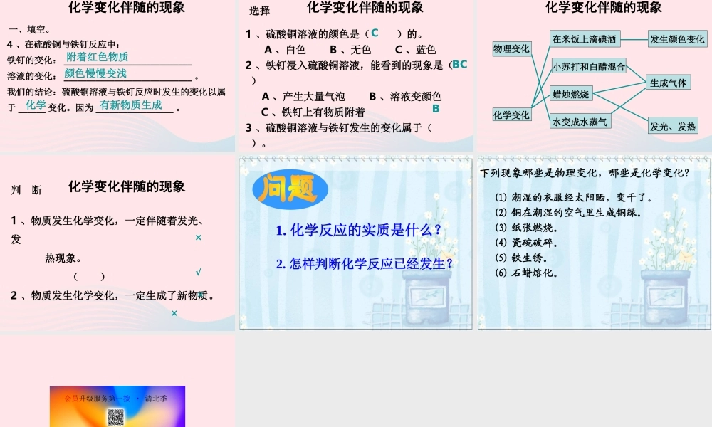 六年级科学下册 第二单元 物质的变化 6 化学变化伴随的现象课件 教科版-教科版小学六年级下册自然科学课件