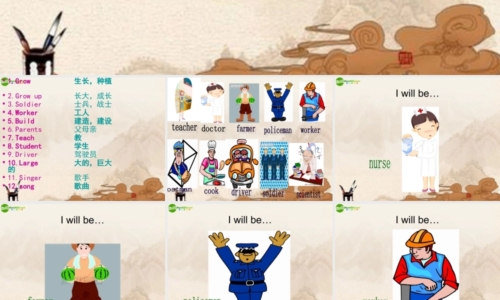 六年级英语上册 Lesson4 What will you do when you grow up课件 科教版