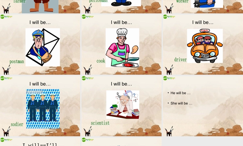 六年级英语上册 Lesson4 What will you do when you grow up课件 科教版