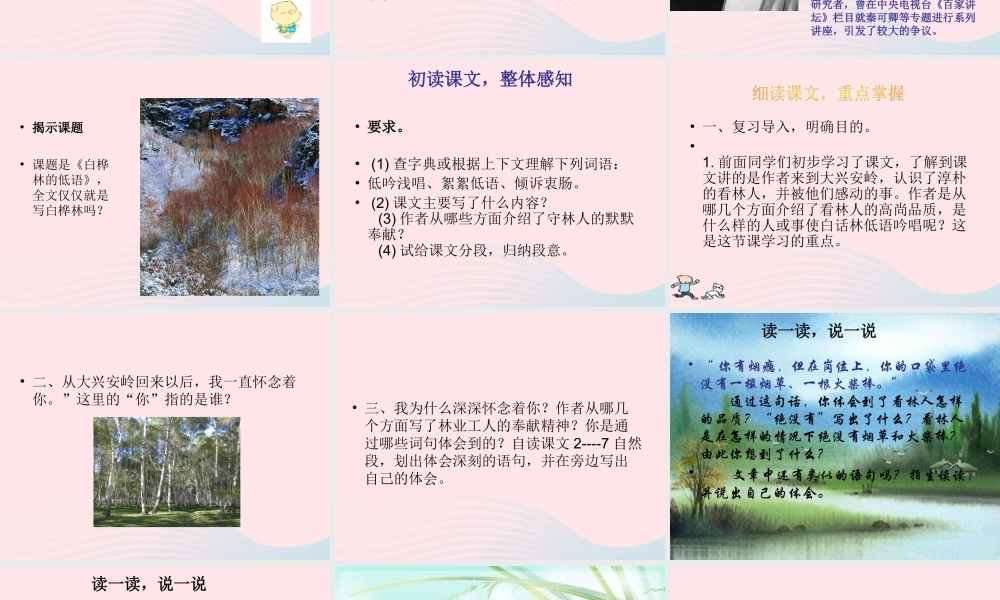 六年级语文上册 1.3 白桦林的低语课件 北师大版-北师大版小学六年级上册语文课件