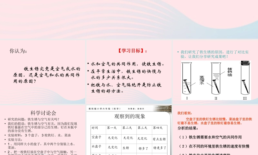 六年级科学下册 第二单元 物质的变化 7 控制铁生锈的速度课件4 教科版-教科版小学六年级下册自然科学课件