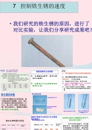 六年级科学下册 第二单元 物质的变化 7《控制铁生锈的速度》课件 教科版-教科版小学六年级下册自然科学课件