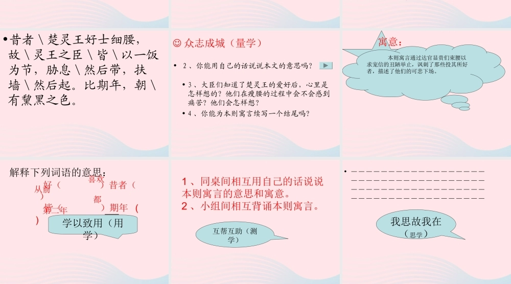 六年级语文上册 2.2 楚王好细腰课件 北师大版-北师大版小学六年级上册语文课件