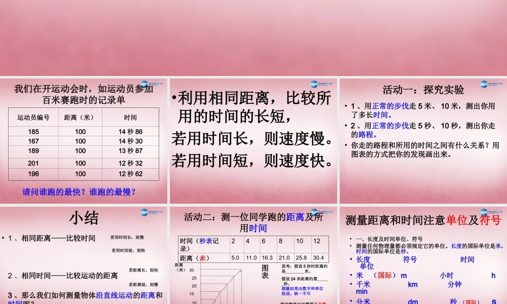 六年级科学上册 第3单元 10 距离和时间课件1 青岛版