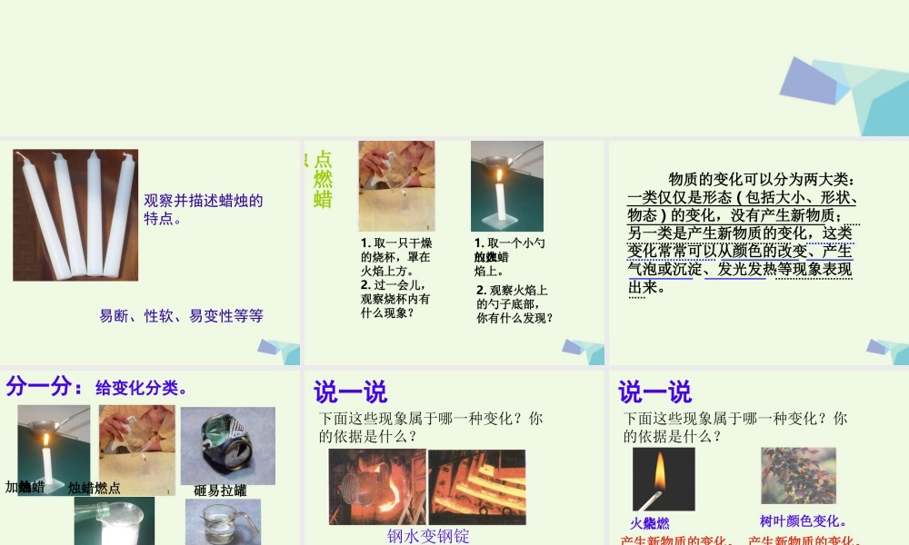 六年级科学上册 蜡烛的变化课件1 青岛版-青岛版小学六年级上册自然科学课件