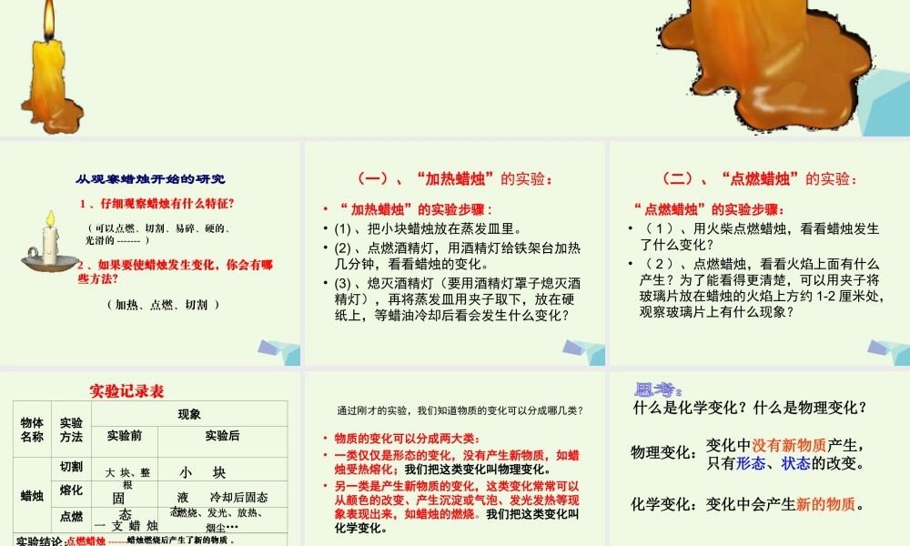六年级科学上册 蜡烛的变化课件2 青岛版-青岛版小学六年级上册自然科学课件