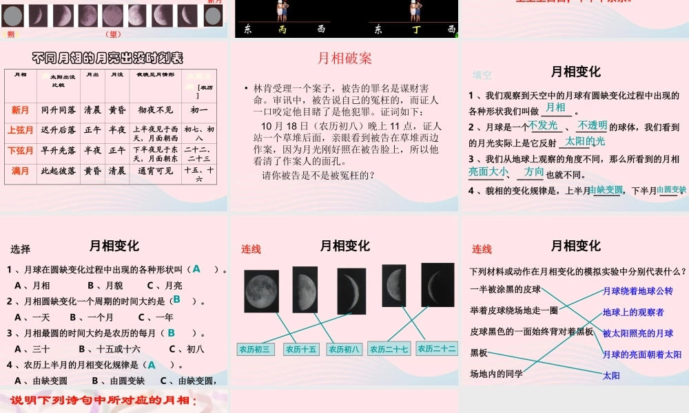 六年级科学下册 第三单元 宇宙 2 月相变化课件 教科版-教科版小学六年级下册自然科学课件