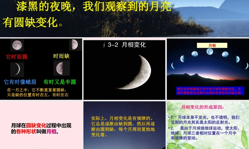 六年级科学下册 第三单元 宇宙 2 月相变化课件2 教科版-教科版小学六年级下册自然科学课件