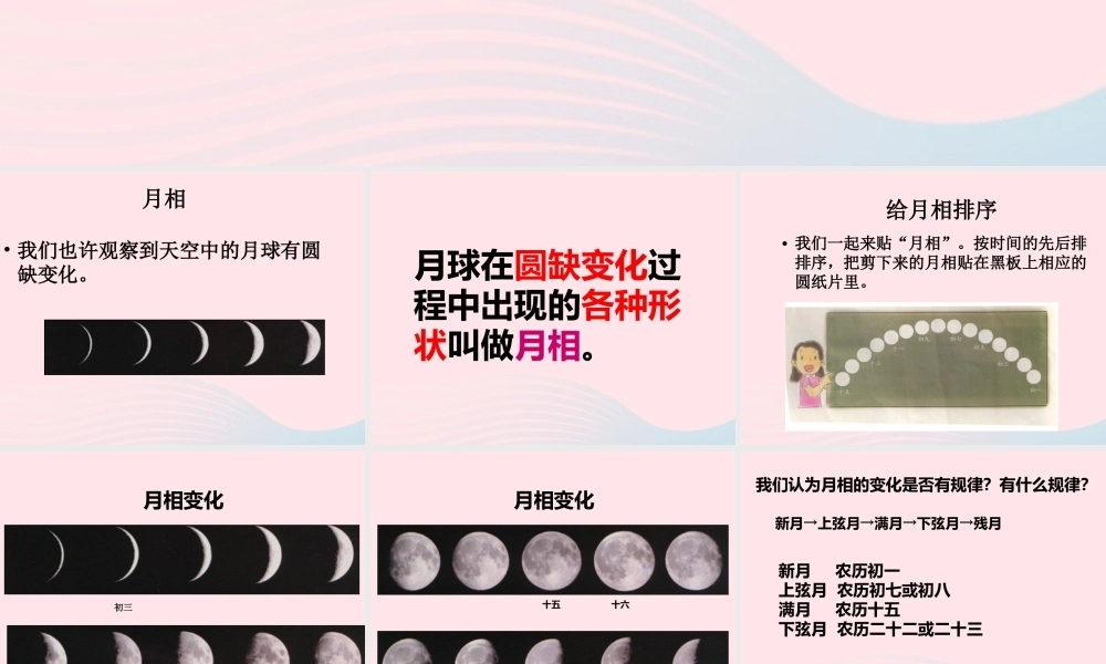 六年级科学下册 第三单元 宇宙 2 月相变化课件5 教科版-教科版小学六年级下册自然科学课件