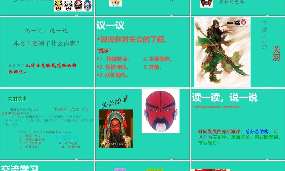 六年级语文上册 5.2 花脸课件2 北师大版-北师大版小学六年级上册语文课件