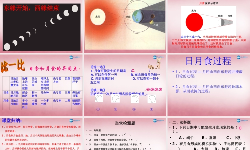六年级科学上册 第4单元 18 日食和月食课件3 青岛版