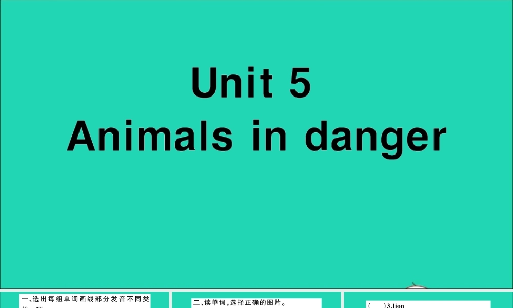 六年级英语上册 Module 2 Relationships Unit 5 Animals in danger作业课件 沪教牛津版（三起）-牛津版小学六年级上册英语课件