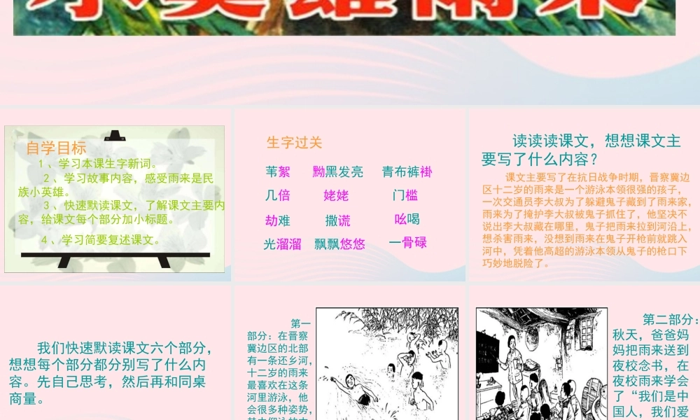 六年级语文上册 6.2 小英雄雨来课件3 北师大版-北师大版小学六年级上册语文课件