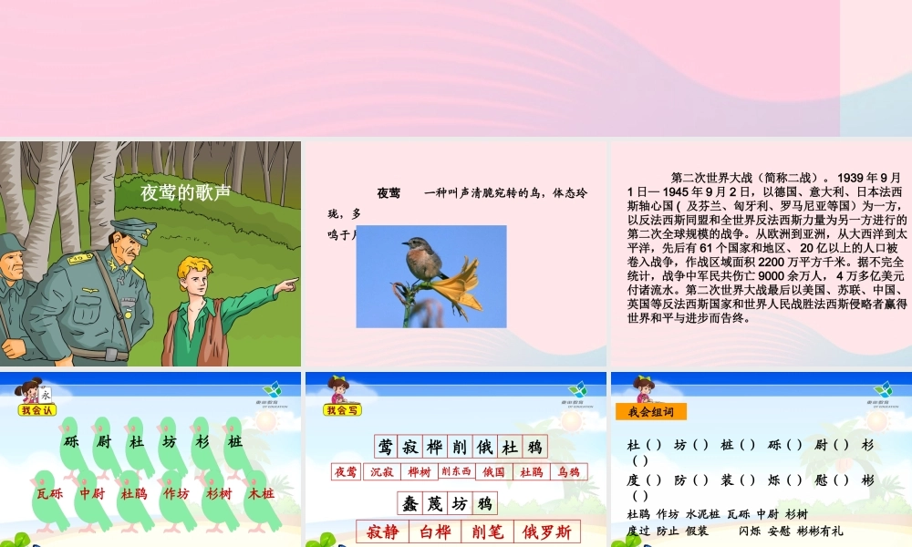 六年级语文上册 6.3 夜莺之歌课件4 北师大版-北师大版小学六年级上册语文课件