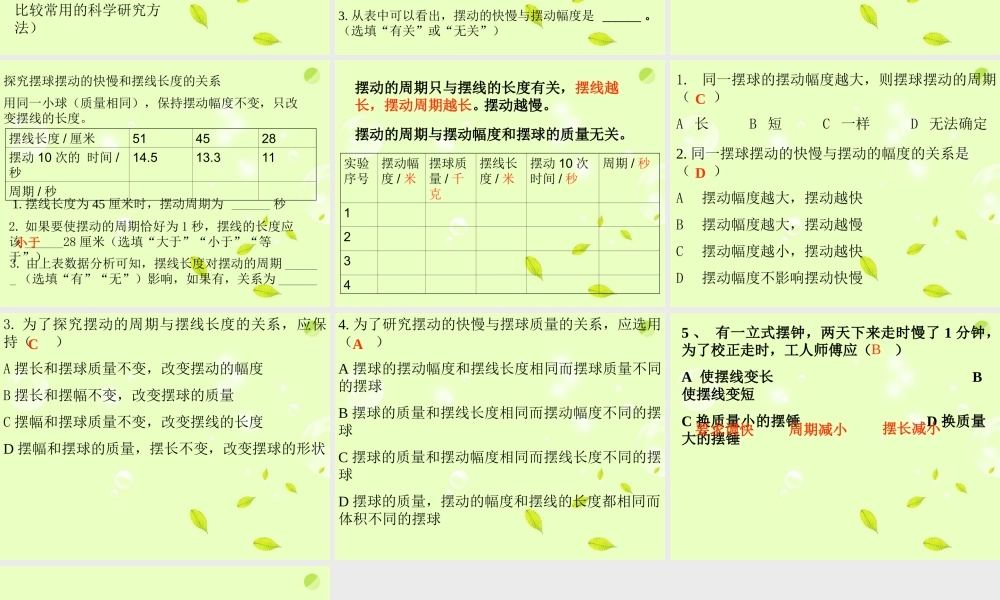 六年级科学下册 摆的秘密2课件 青岛版