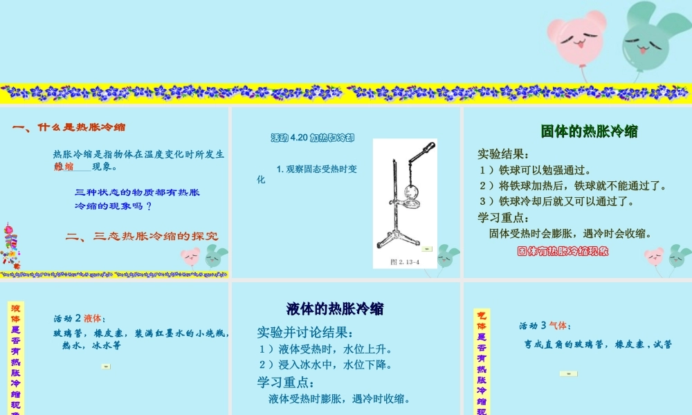六年级科学上册 第4章 物质的粒子模型 4.5 热胀冷缩 膨胀与收缩教学课件 牛津上海版-牛津上海版小学六年级上册自然科学课件