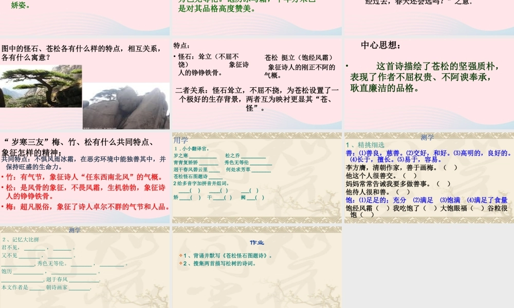 六年级语文上册 8.3 苍松怪石图题诗课件2 北师大版-北师大版小学六年级上册语文课件