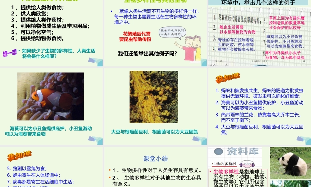 六年级科学上册 4.8 生物多样性的意义课件2 教科版-教科版小学六年级上册自然科学课件