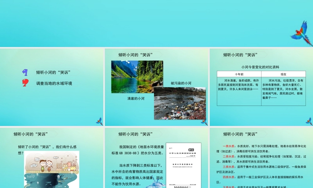 六年级科学下册 第2单元 水环境污染与保护 2.1 小河的“哭诉”课件 （新版）湘科版-人教级下册自然科学课件