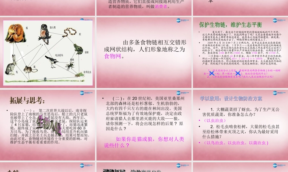 六年级科学上册 第5单元 23 密切联系的生物界课件1 青岛版