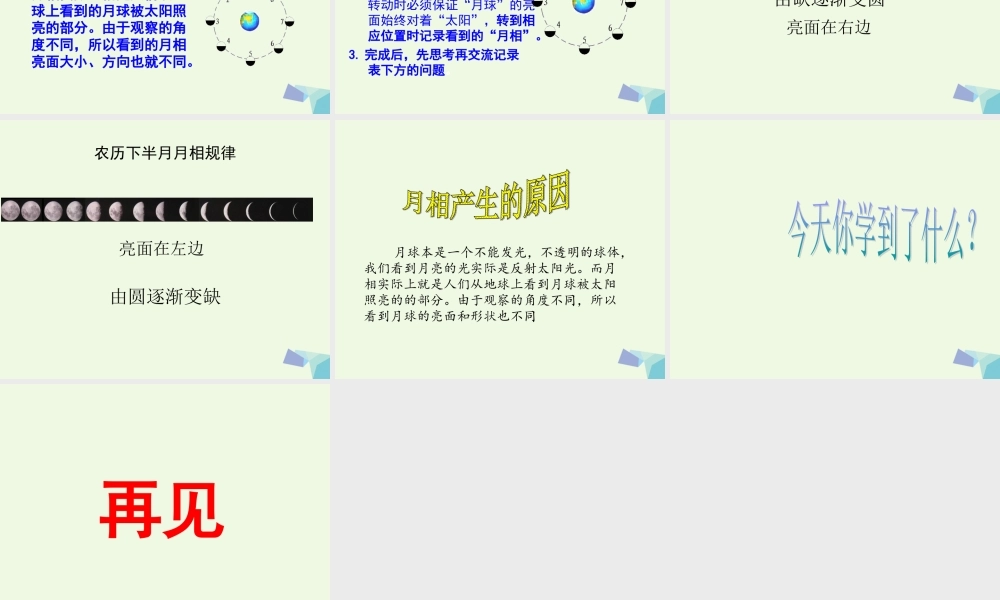 六年级科学上册 5.2 月有阴晴圆缺课件1 湘教版-湘教版小学六年级上册自然科学课件