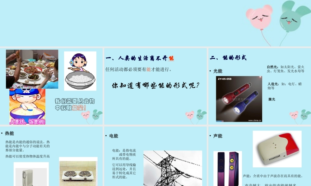 六年级科学下册 第5章 能与能源 5.1 能及能的形式教学课件 牛津上海版-牛津上海版小学六年级下册自然科学课件