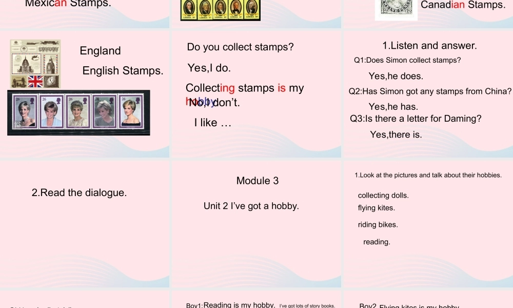 六年级英语上册 Module 3 Unit 1 collecting stamps is my hobby课件 外研版（三起）-外研版小学六年级上册英语课件