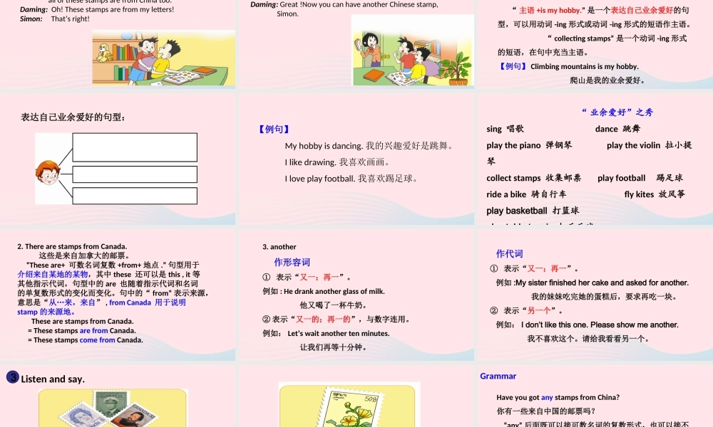 六年级英语上册 Module 3 Unit 1 Collecting stamps is my hobby课件