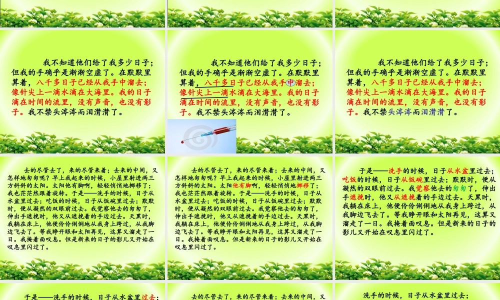 六年级语文上册 匆匆课件3 鄂教版-鄂教版小学六年级上册语文课件