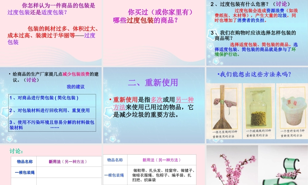 六年级科学下册 第四单元 环境和我们 3 减少丢弃及重新使用课件 教科版-教科版小学六年级下册自然科学课件