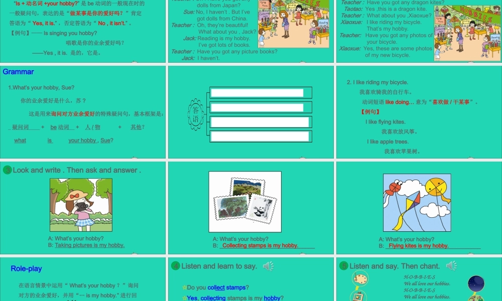 六年级英语上册 Module 3 Unit 2 What's your hobby课件+素材 外研版（三起）