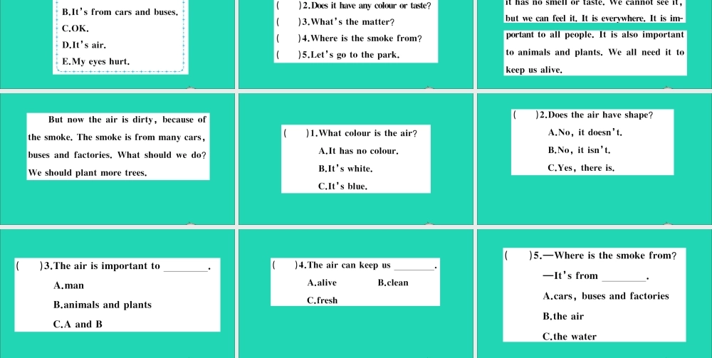 六年级英语上册 Module 4 The natural world Unit 10 Air作业课件 沪教牛津版（三起）-牛津版小学六年级上册英语课件