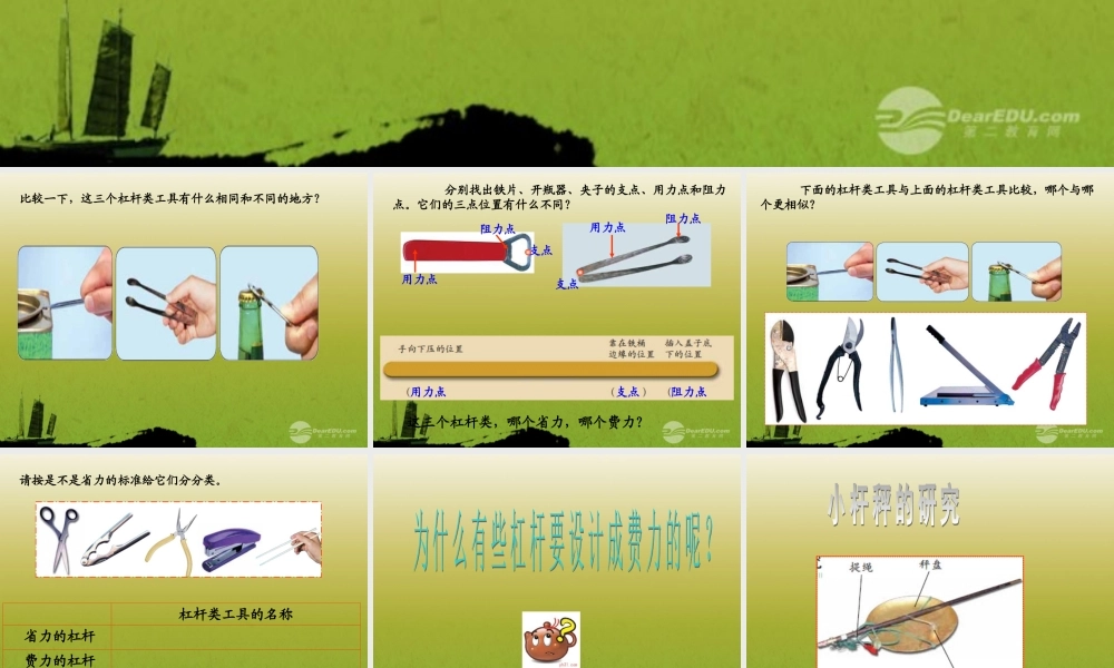 六年级科学上册 杠杆类工具的研究 2课件 教科版
