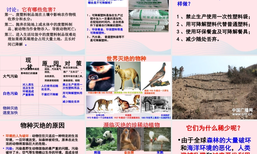 六年级科学下册 第四单元 环境和我们 8《环境问题和我们的行动》课件 教科版-教科版小学六年级下册自然科学课件