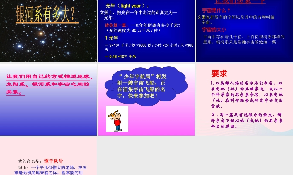六年级科学下册 第四单元 宇宙与航天技术 第13课《浩瀚的宇宙》课件（1） 冀教版-冀教版小学六年级下册自然科学课件
