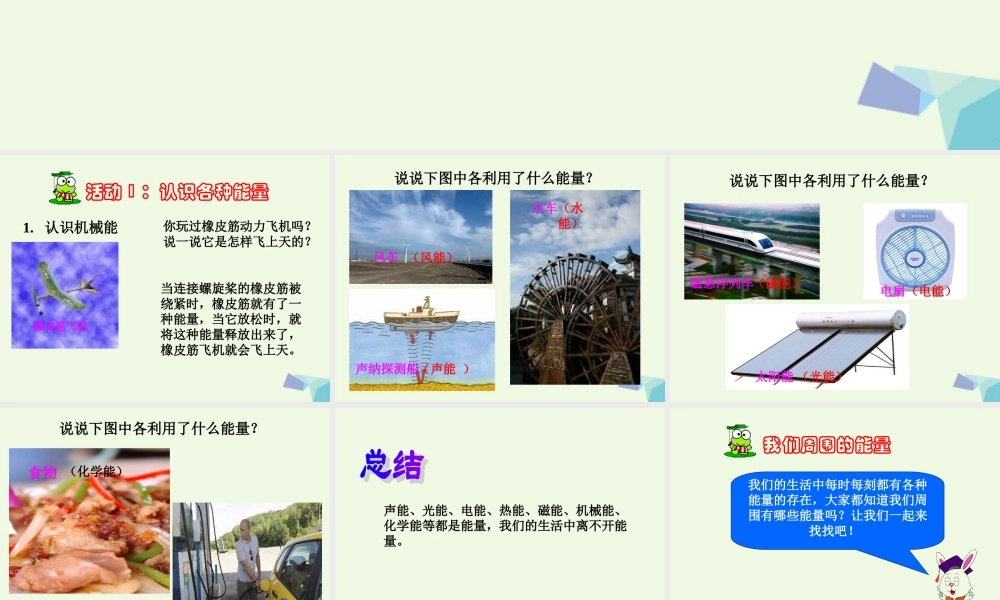 六年级科学上册 第8课 生活中的能量课件3 冀教版-冀教版小学六年级上册自然科学课件