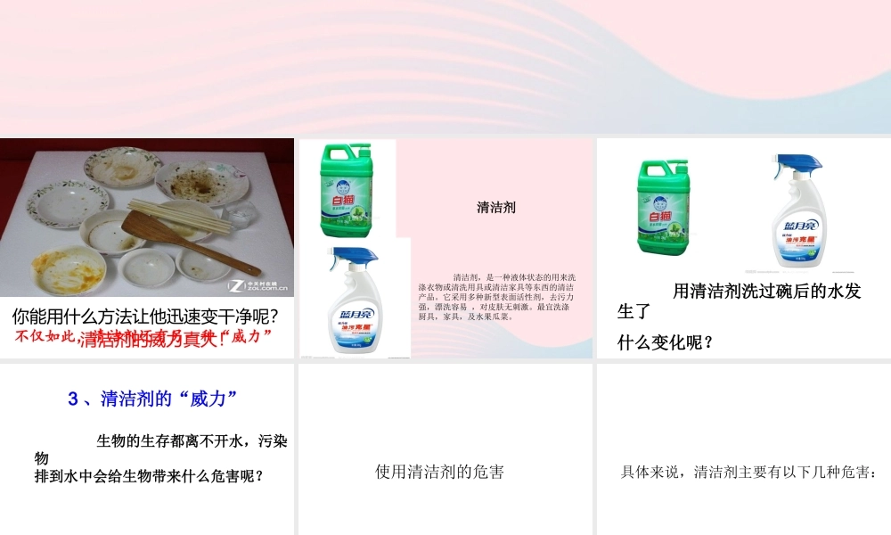 六年级科学下册 二 水环境污染与保护 3 清洁剂的威力课件（1） 湘教版-湘教版小学六年级下册自然科学课件