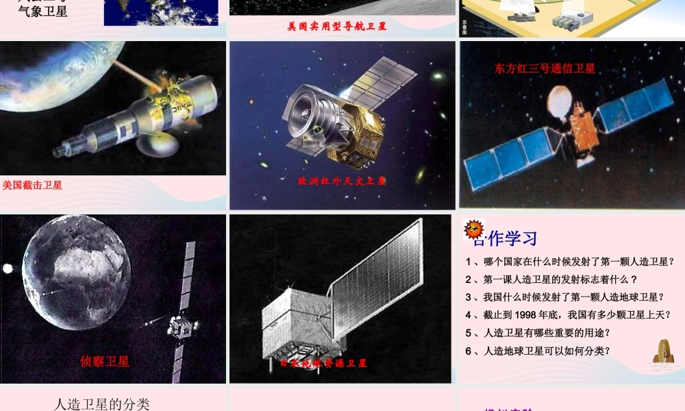 六年级科学下册 第四单元 宇宙与航天技术 第15课《人造地球卫星》课件 冀教版-冀教版小学六年级下册自然科学课件