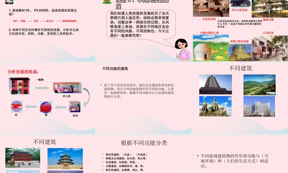 六年级科学下册 第一单元 风格各异的建筑 第1课《常见的建筑》课件（1） 冀教版-冀教版小学六年级下册自然科学课件