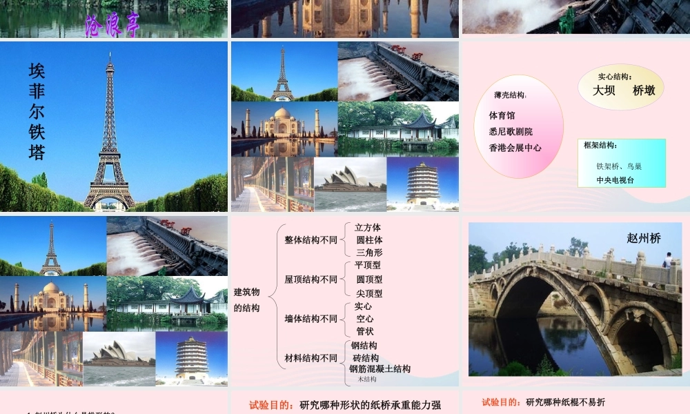 六年级科学下册 第一单元 风格各异的建筑 第2课《巧妙的结构》课件（1） 冀教版-冀教版小学六年级下册自然科学课件