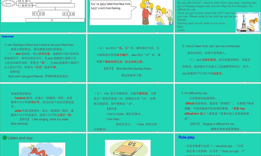 六年级英语上册 Module 6 Unit 1 You've got a letter from New York课件+素材 外研版（三起）