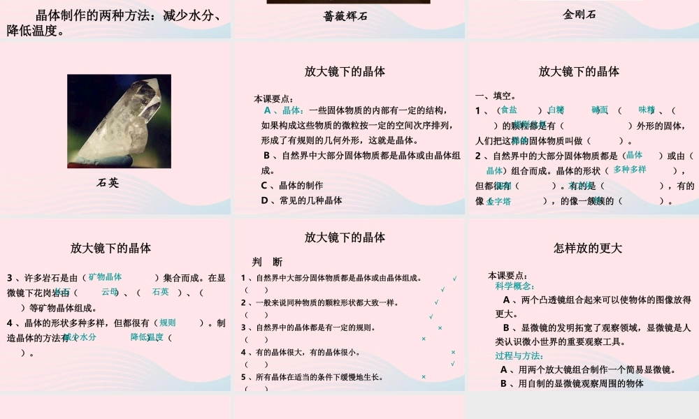 六年级科学下册 第一单元 微小世界 3《放大镜下的晶体》课件2 教科版-教科版小学六年级下册自然科学课件